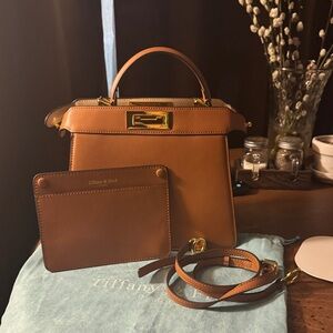 Tiffany & Fred Cognac Tan Leather Satchel with Detachable Strap